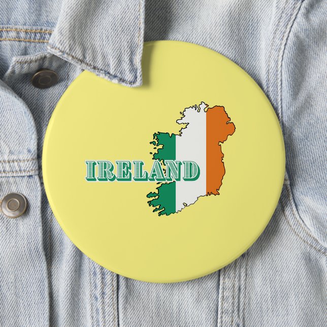 Badge Rond 15,2 Cm Simple Moderne irlande irlandaise Carte Art Drapea (En situation)