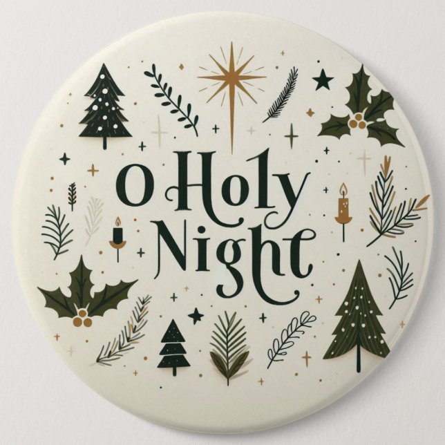 Badge Rond 15,2 Cm Simple Noël O Holy Night (Devant)
