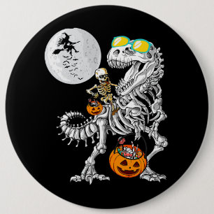 Badge Rond 15,2 Cm Skeleton équitation maman Dinosaur T Rex Halloween