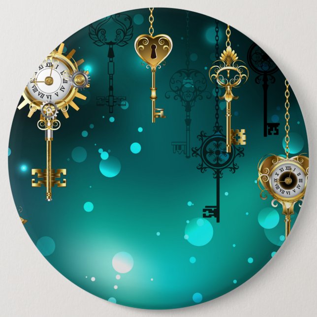 Badge Rond 15,2 Cm Skeleton Keys on Green Background (Devant)