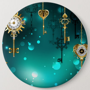 Badge Rond 15,2 Cm Skeleton Keys on Green Background