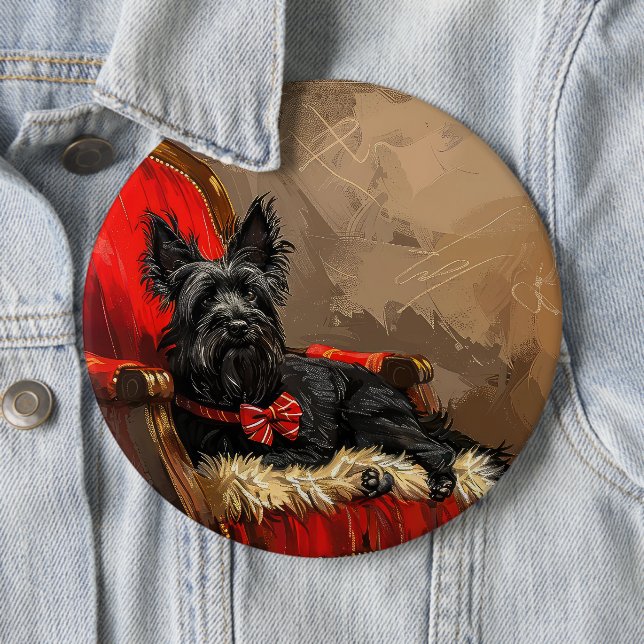 Badge Rond 15,2 Cm Skye Terrier Chien Festif de Noël (En situation)