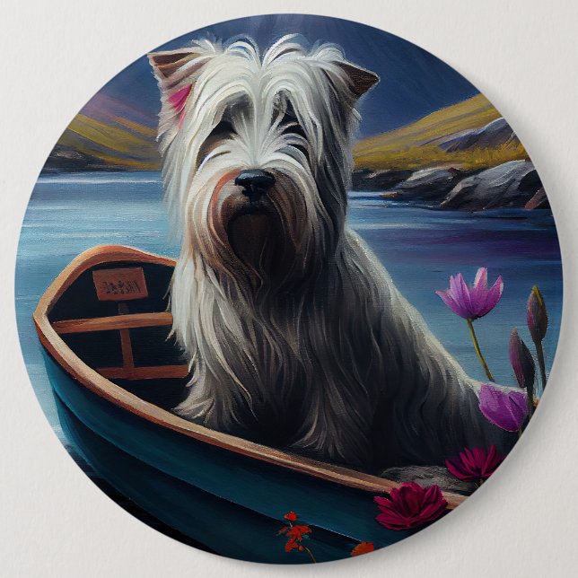 Badge Rond 15,2 Cm Skye Terrier sur une pagaie : une aventure Pittore (Devant)