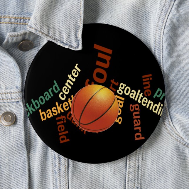 Badge Rond 15,2 Cm Slam Dunk de Vocabulaire : Basketball Jeu des Cham (En situation)