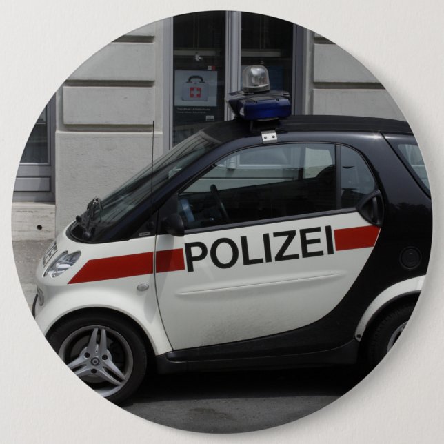 Badge Rond 15,2 Cm Smart Polizei Auto (Devant)