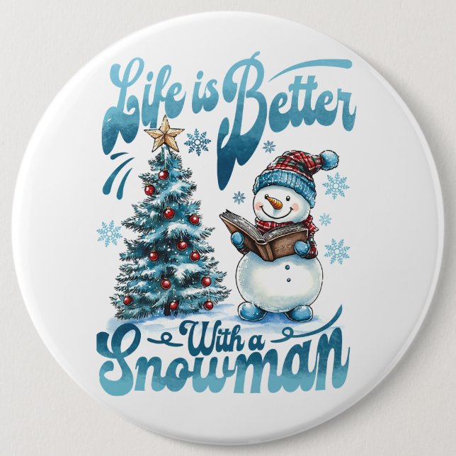 Badge Rond 15,2 Cm Snowman (Devant)