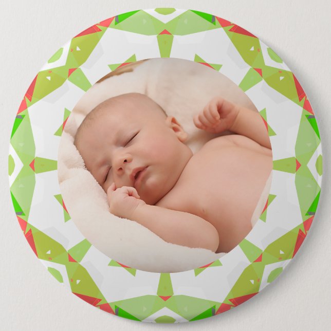 Badge Rond 15,2 Cm Soft Pretty Green Custom Joyeux Noël Photo (Devant)