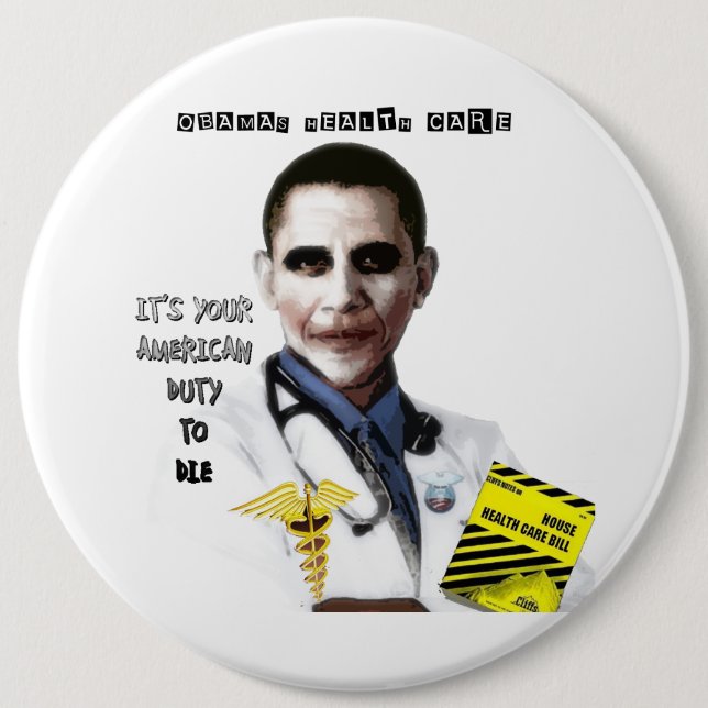 BADGE ROND 15,2 CM SOINS DE SANTÉ D'OBAMA (Devant)