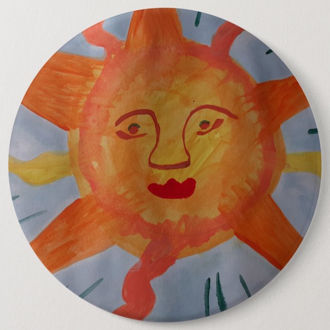 Badge Rond 15,2 Cm Soleil de feu (Devant)