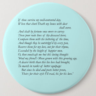 Badge Rond 15,2 Cm Sonnet # 32 par William Shakespeare