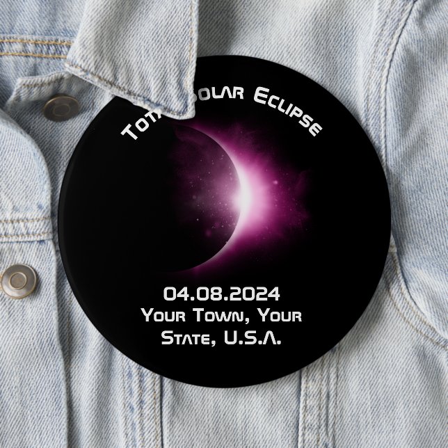 Badge Rond 15,2 Cm Souvenir personnalisé 2024 Éclipse solaire (En situation)