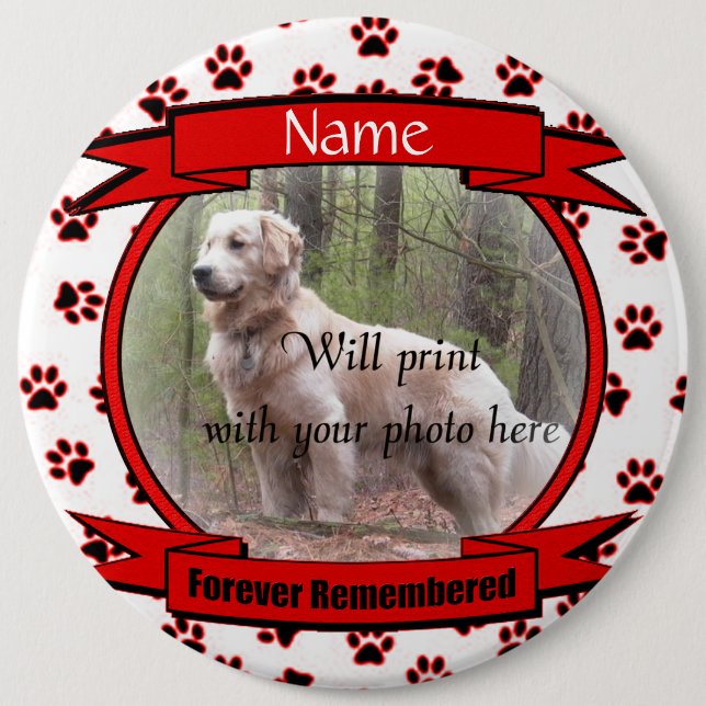 Badge Rond 15,2 Cm Souvenirs de chiens ou de chats (Devant)