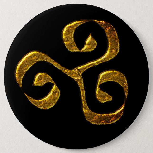 Badge Rond 15,2 Cm Spiral Celtic symbol gold metallic (Devant)
