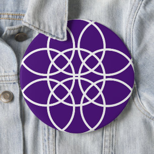 Badge Rond 15,2 Cm Spirales blanches sur fond violet