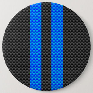 Badge Rond 15,2 Cm Sporty Sky Blue Carbon Style Fibre Stripes de cour