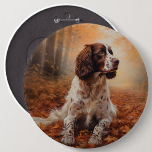 Badge Rond 15,2 Cm Springer Spaniel dans les feuilles d'automne qui t