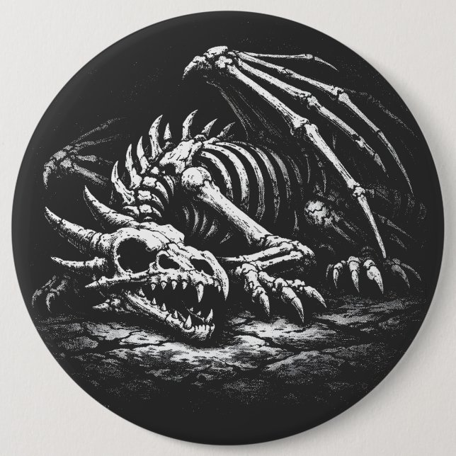 Badge Rond 15,2 Cm Squelette de dragon — par BurnsInHell (Devant)