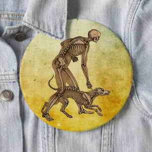 Badge Rond 15,2 Cm squelette homme et chien animal humain anatomie ar