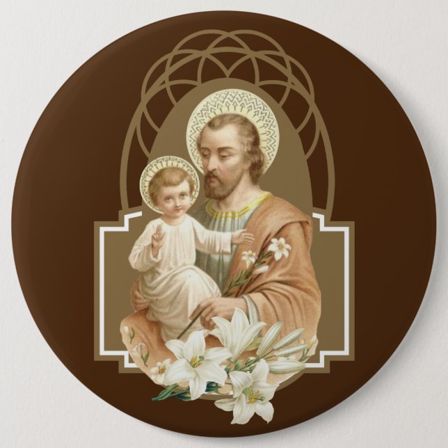 Badge Rond 15,2 Cm St Joseph et enfant Jésus (Devant)