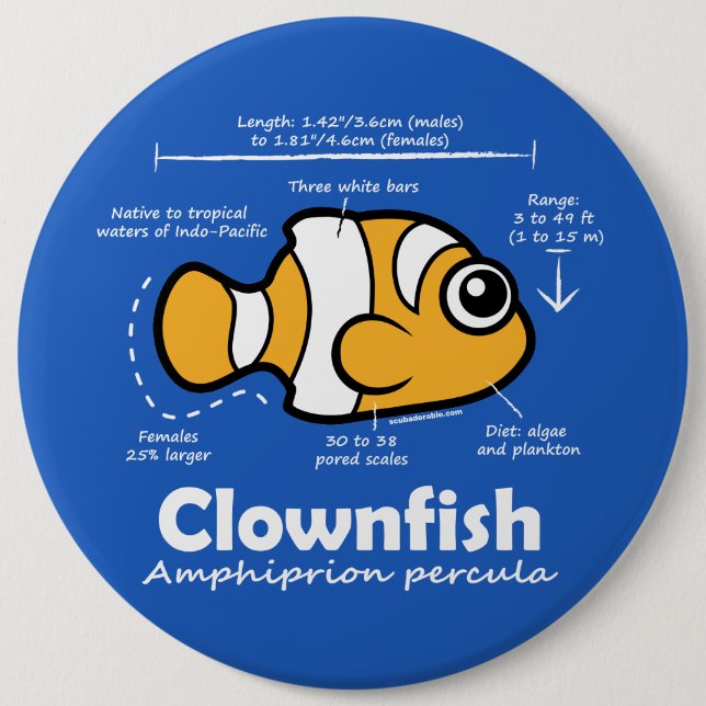 Badge Rond 15,2 Cm Statistiques de Clownfish (Devant)