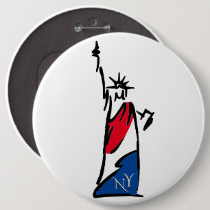 Badge Rond 15,2 Cm Statue de la Liberté / Lady Liberty Stripes