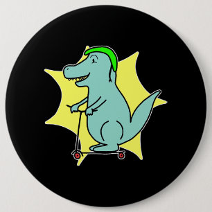 Badge Rond 15,2 Cm Stunt Scooter Dinosaur Scooter Dragon Comédie Anim