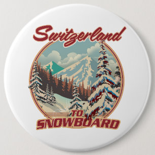 Badge Rond 15,2 Cm Suisse à Snowboard