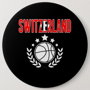 Badge Rond 15,2 Cm Suisse Fans de basket Jersey Swiss Flag Sport