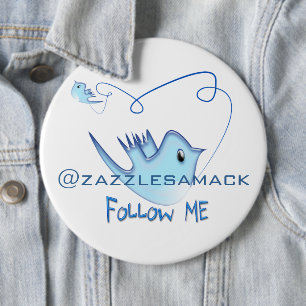Badge Rond 15,2 Cm Suivez-MOI Twitter Cadeaux et torchons T-shirts
