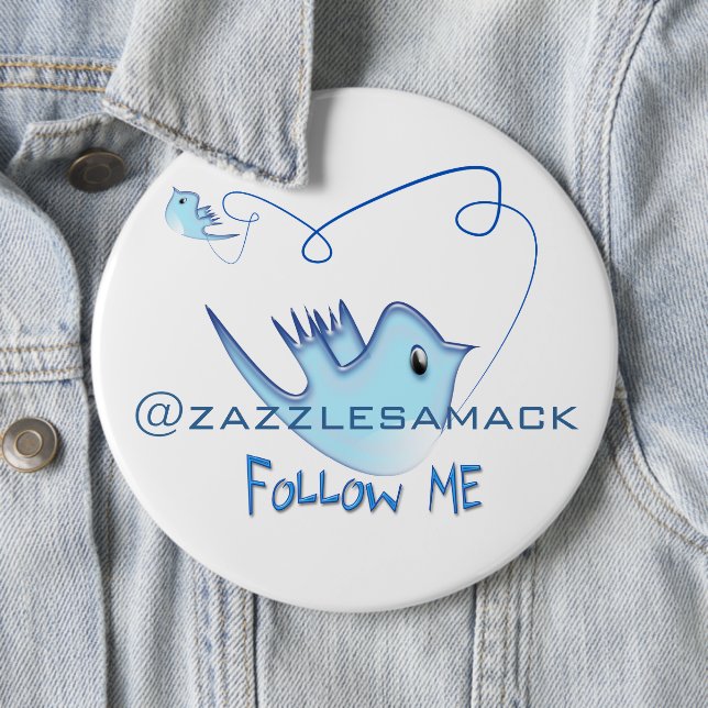 Badge Rond 15,2 Cm Suivez-MOI Twitter Cadeaux et torchons T-shirts (En situation)