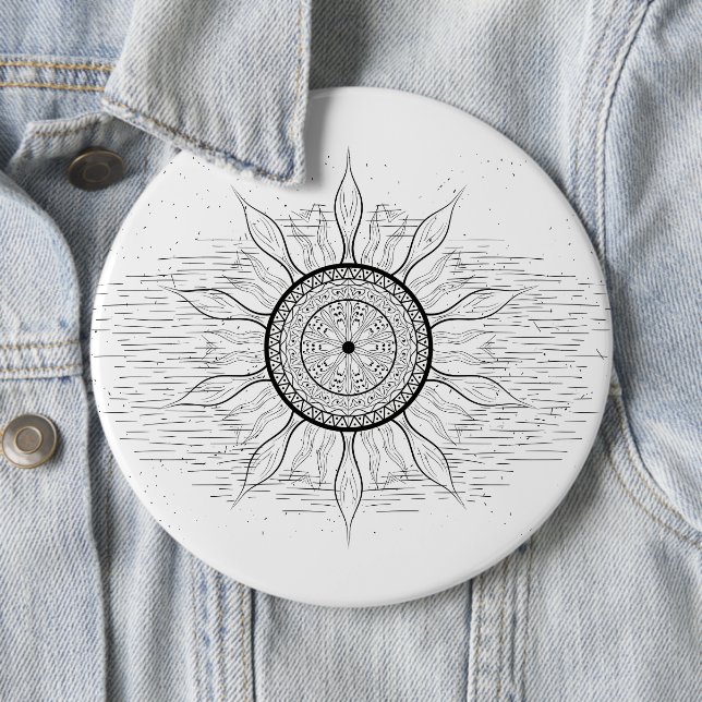 Badge Rond 15,2 Cm Sun Mandala 1 (En situation)