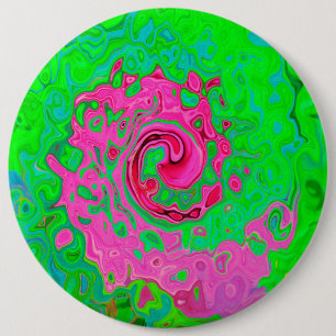 Badge Rond 15,2 Cm Super Abstrait de lave verte et rouge