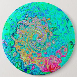 Badge Rond 15,2 Cm Super Abstrait Rainbow Liquid Swirl