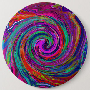 Badge Rond 15,2 Cm Super Abstrait Retro Magenta Dark Rainbow Swirl
