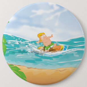 Badge Rond 15,2 Cm Surfeur