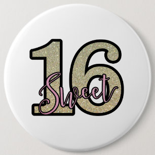 Badge Rond 15,2 Cm Sweet 16