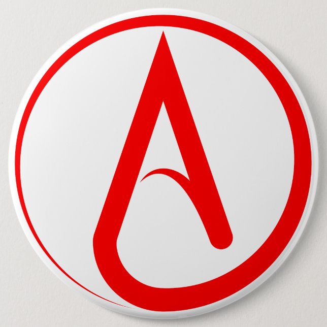 Badge Rond 15,2 Cm Symbole athée rouge (Devant)