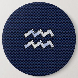 Badge Rond 15,2 Cm Symbole du zodiaque Verseau sur fibre de carbone b