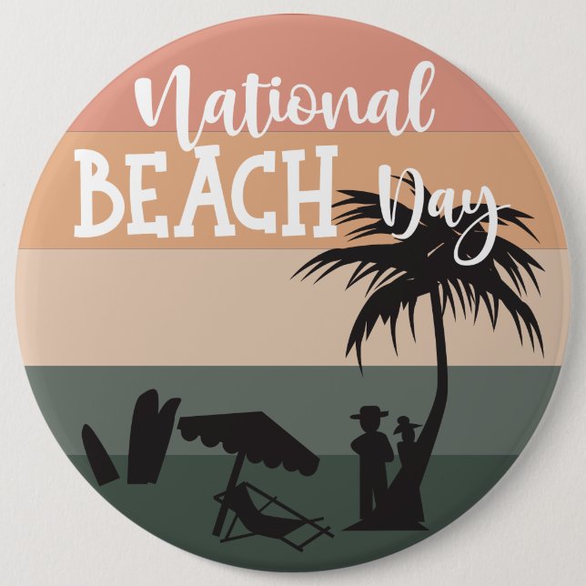 Badge Rond 15,2 Cm Symbole national de la fête de la plage (Devant)