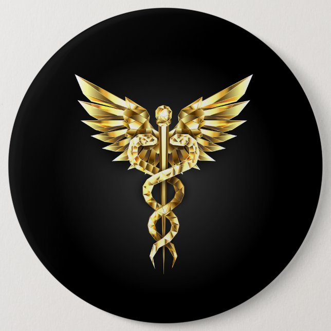 Badge Rond 15,2 Cm Symbole Polygonal Or Caduceus (Devant)