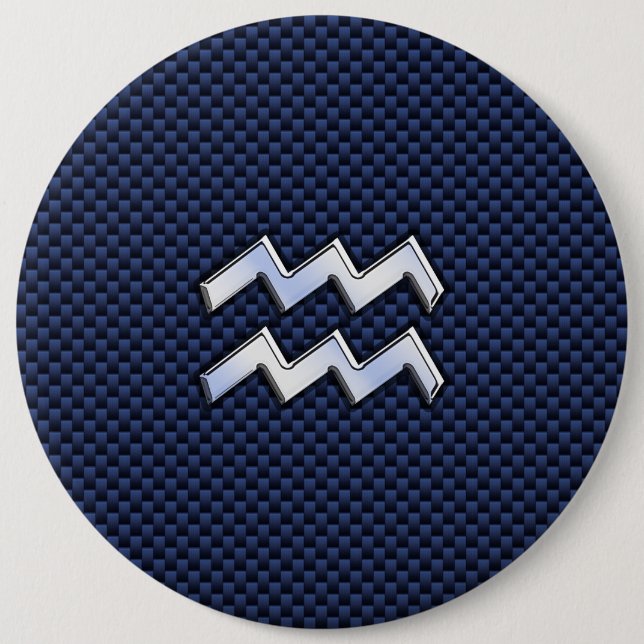 Badge Rond 15,2 Cm Symbole Zodiaque Aquarius sur la fibre de carbone  (Devant)