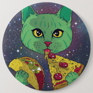 Badge Rond 15,2 Cm Taco et Pizza Cosmic Space Cat