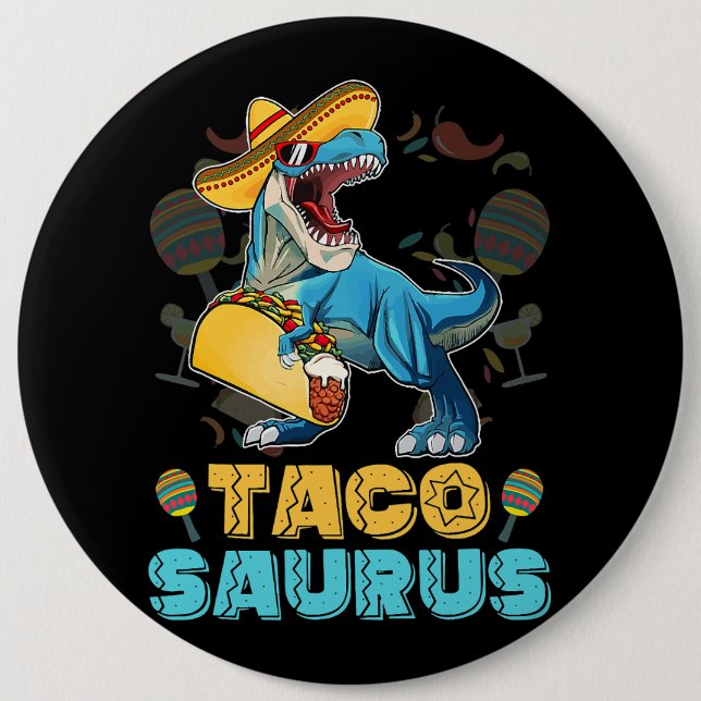 Badge Rond 15,2 Cm Tacosaurus Chemise Kid Taco Cinco de Mayo Kid Dino (Devant)