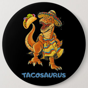 Badge Rond 15,2 Cm Tacosaurus Taco Cinco de Mayo Enfants garçons Dino