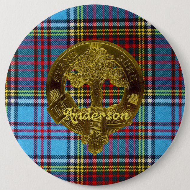Badge Rond 15,2 Cm Tartan d'Anderson et bouton de motif (Devant)