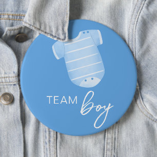 Badge Rond 15,2 Cm Team Boy Wear What Will Baby Be Guess Blue White