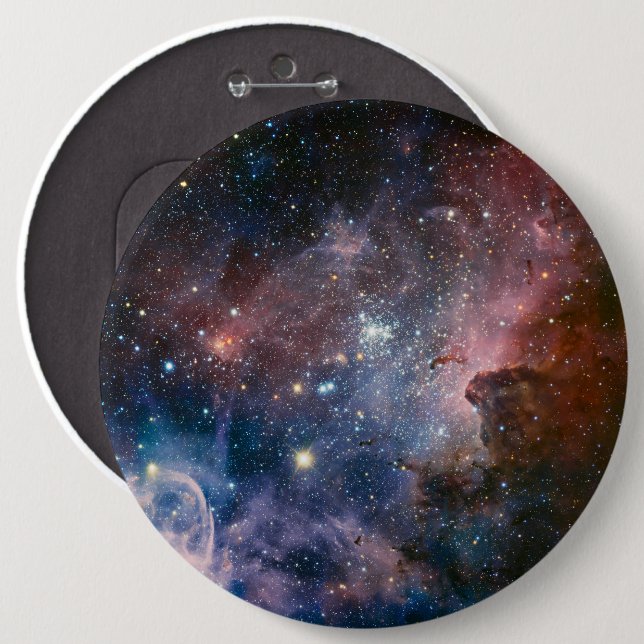 Badge Rond 15,2 Cm Télescope Nebula Hubble Carina Rouge et Bleu (Devant & derrière)