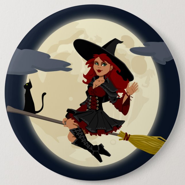BADGE ROND 15,2 CM TÉMOIN HALLOWEEN REDHEADED (Devant)
