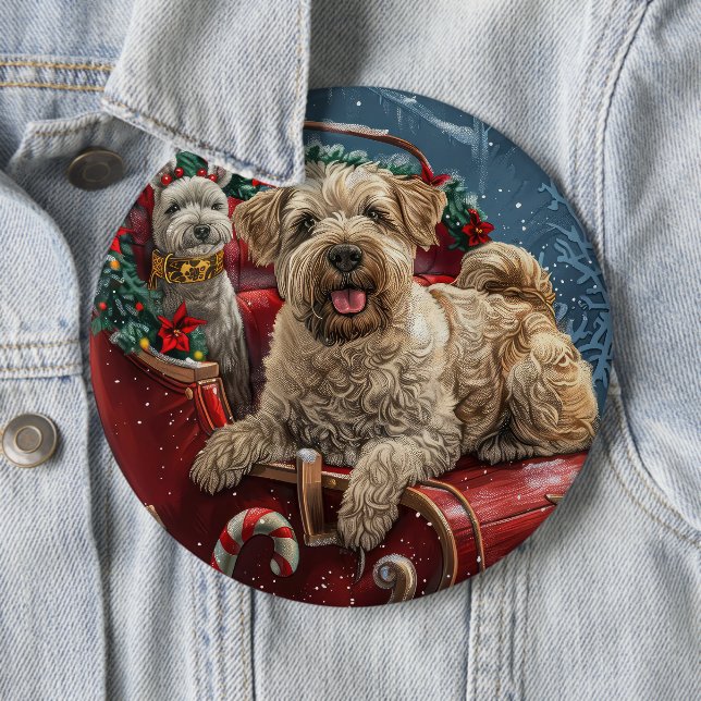 Badge Rond 15,2 Cm Tenterfield Terrier de Noël Festif  (En situation)