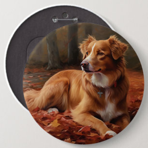 Badge Rond 15,2 Cm Térrier du Duck de Nouvelle-Écosse en automne feui